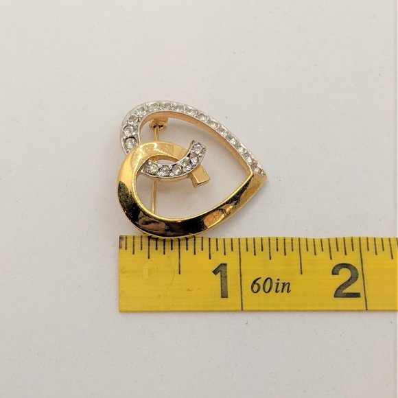 Retro Rhinestone Heart Brooch Pin - Picture 3 of 4
